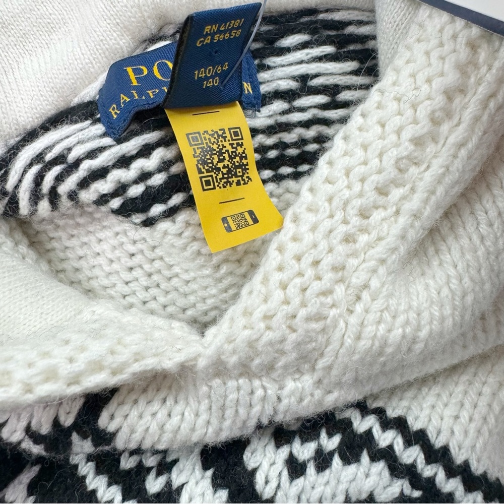 Polo Ralph Lauren girl’s hooded bohomien print sweater poncho alpaca wool blend - Picture 11 of 12